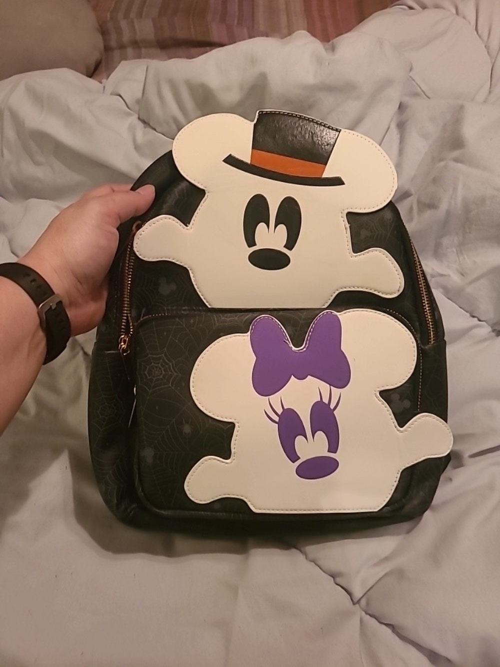 Disney's Mickey & Minnie Mouse Ghosts Mini Backpack Glow Bioworld NWT